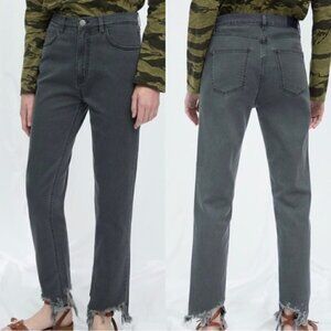 Anthropologie Gray Ankle Cropped Jeans with Frayed Hem